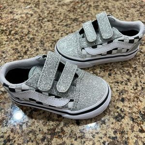 VANS Old Skool Glitter Checker Toddler Size 5